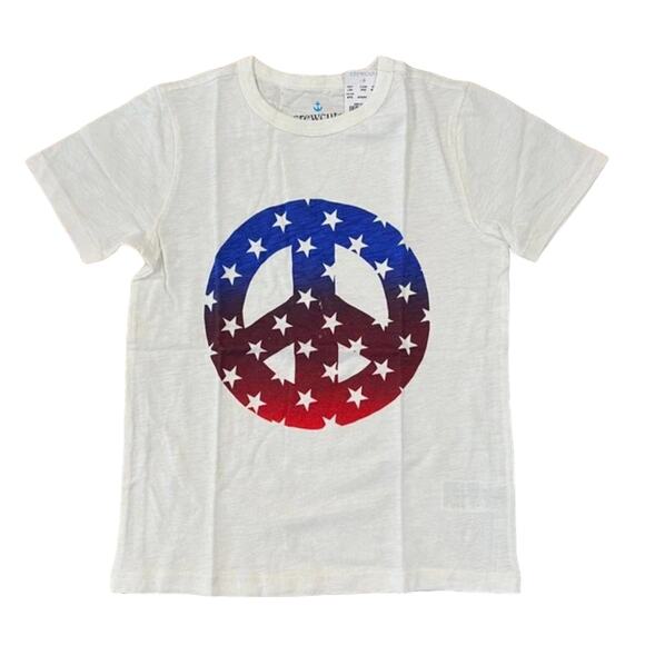 NWT J. Crew Kids' Red/White/Blue America Peace 4th of July T-Shirt - Picture 1 of 8